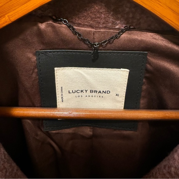 NWT! Lucky Brand Rust and Pink Plaid Brushed Fleece Shacket, Size XL - Picture 4 of 15